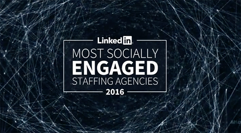 Linkedin Most Socially Engaged Staffing Agency 2016 award